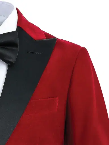 Moustache Little Boy's & Boy's Velvet Suit with Peak Lapel - Red - Size 16 | Thumbnail 3