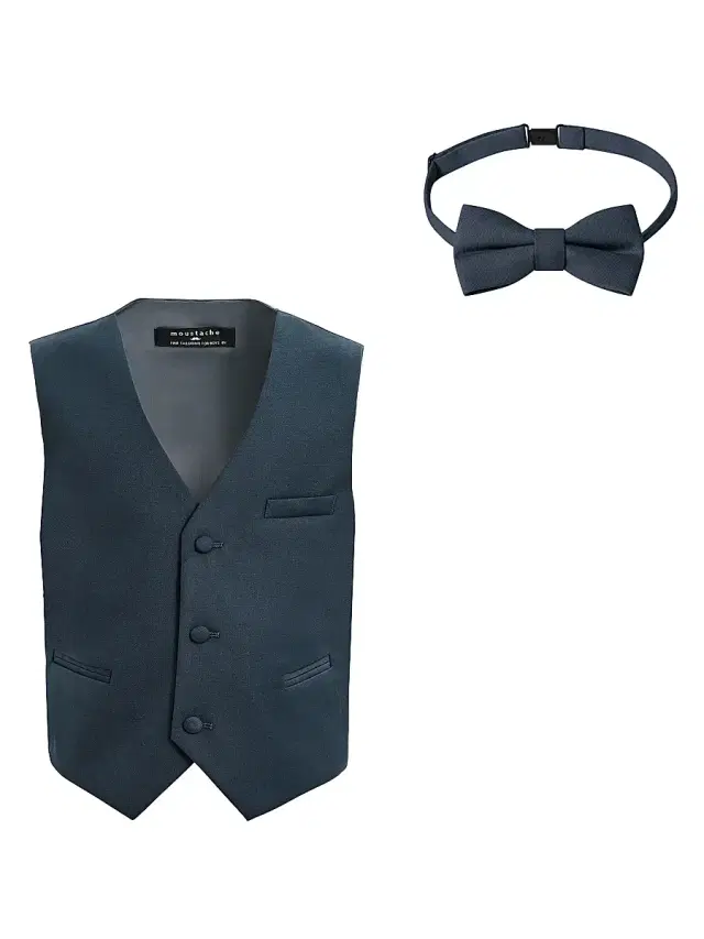Little Boy's & Boy's Vest and Bow Tie Set - Blue