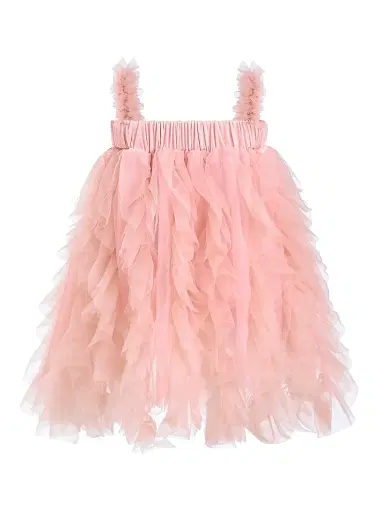 Tulleen Baby Girl's Sleeveless Ruffle Layered Dress - Pink 24 Months | Thumbnail 2 Tulleen Baby Girl's Sleeveless Ruffle Layered Dress - Pink 24 Months | Thumbnail 2