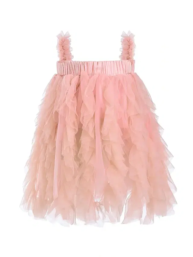 Tulleen Baby Girl's Sleeveless Ruffle Layered Dress - Pink 24 Months