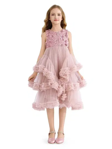 Tulleen Little Girl's & Girl's Sequin & Cascading Tulle Dress - Pink | Thumbnail 3 Tulleen Little Girl's & Girl's Sequin & Cascading Tulle Dress - Pink | Thumbnail 3