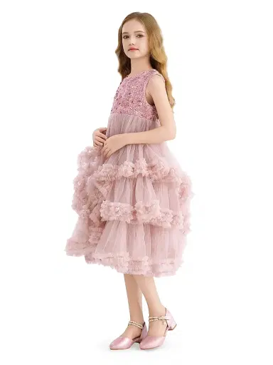 Tulleen Little Girl's & Girl's Sequin & Cascading Tulle Dress - Pink | Thumbnail 4 Tulleen Little Girl's & Girl's Sequin & Cascading Tulle Dress - Pink | Thumbnail 4