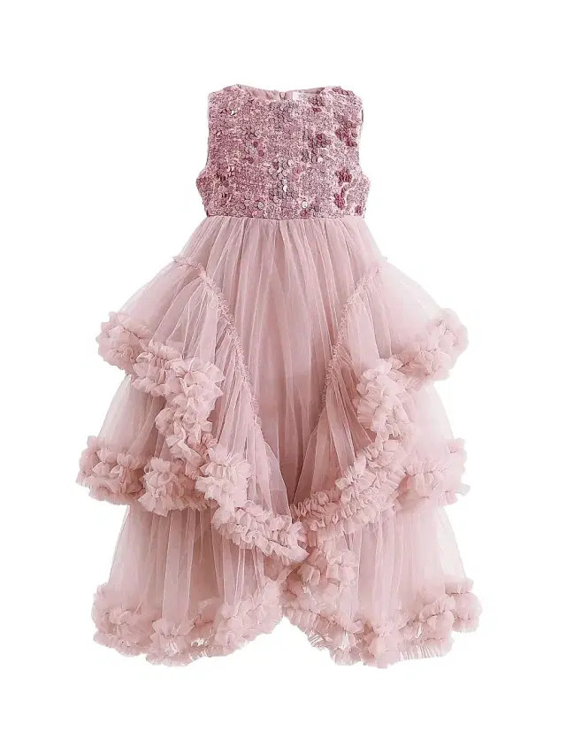 Tulleen Little Girl's & Girl's Sequin & Cascading Tulle Dress - Pink