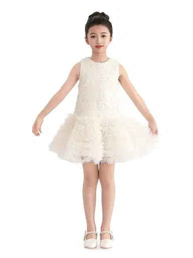 Tulleen Little Girl's & Girl's Whispered Petal Mini Dress - Cream | Thumbnail 3 Tulleen Little Girl's & Girl's Whispered Petal Mini Dress - Cream | Thumbnail 3
