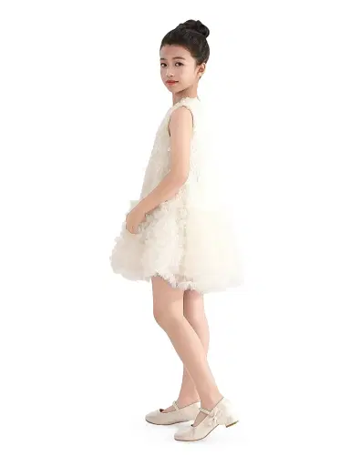 Tulleen Little Girl's & Girl's Whispered Petal Mini Dress - Cream | Thumbnail 4 Tulleen Little Girl's & Girl's Whispered Petal Mini Dress - Cream | Thumbnail 4