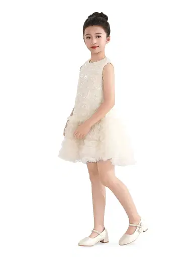 Tulleen Little Girl's & Girl's Whispered Petal Mini Dress - Cream | Thumbnail 5 Tulleen Little Girl's & Girl's Whispered Petal Mini Dress - Cream | Thumbnail 5