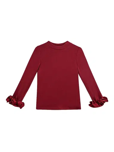 Tulleen Little Girl's & Girl's Long Sleeve Ruffle Cuff Top - Red | Thumbnail 1 Tulleen Little Girl's & Girl's Long Sleeve Ruffle Cuff Top - Red | Thumbnail 1