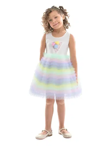 Mimi Tutu Little Girl's Ruffle Tiered Pom Dress - Purple | Thumbnail 3 Mimi Tutu Little Girl's Ruffle Tiered Pom Dress - Purple | Thumbnail 3