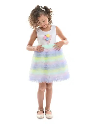 Mimi Tutu Little Girl's Ruffle Tiered Pom Dress - Purple | Thumbnail 4 Mimi Tutu Little Girl's Ruffle Tiered Pom Dress - Purple | Thumbnail 4