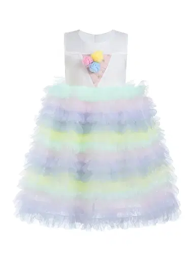 Mimi Tutu Little Girl's Ruffle Tiered Pom Dress - Purple | Thumbnail 1 Mimi Tutu Little Girl's Ruffle Tiered Pom Dress - Purple | Thumbnail 1