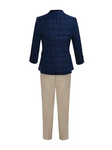 Moustache Little Boy's & Boy's Plaid Suit Jacket and Pants Set - Blue - Size 10 | Thumbnail 2
