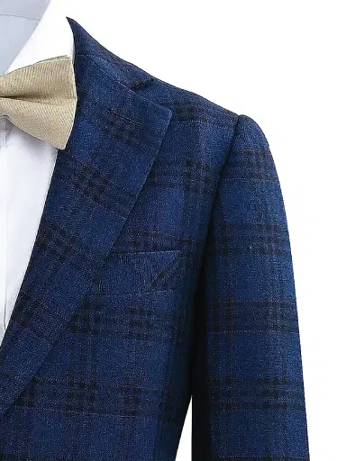 Moustache Little Boy's & Boy's Plaid Suit Jacket and Pants Set - Blue - Size 10 | Thumbnail 3
