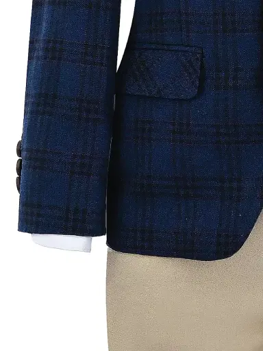 Moustache Little Boy's & Boy's Plaid Suit Jacket and Pants Set - Blue - Size 10 | Thumbnail 4