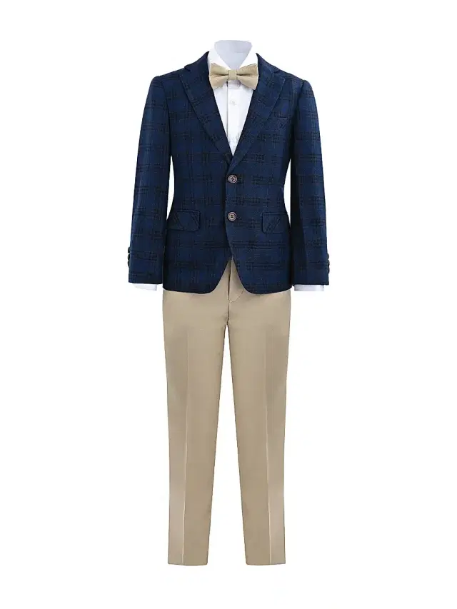 Little Boy's & Boy's Plaid Suit Jacket and Pants Set - Blue