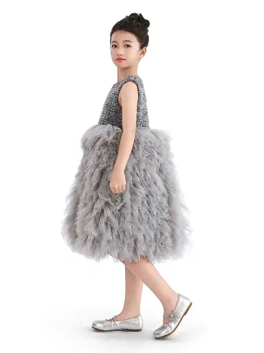 Tulleen Little Girl's & Girl's Textured Bodice Tulle Dress - Gray | Thumbnail 4 Tulleen Little Girl's & Girl's Textured Bodice Tulle Dress - Gray | Thumbnail 4