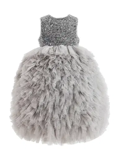 Tulleen Little Girl's & Girl's Textured Bodice Tulle Dress - Gray | Thumbnail 1 Tulleen Little Girl's & Girl's Textured Bodice Tulle Dress - Gray | Thumbnail 1