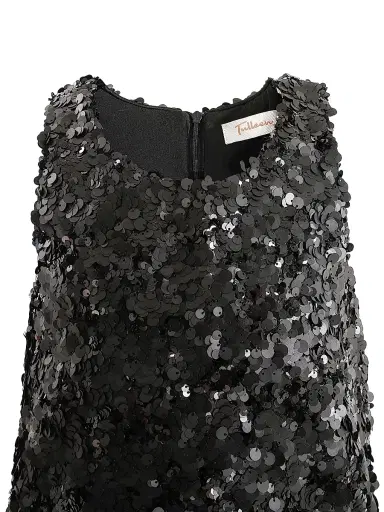 Tulleen Little Girl's & Girl's Sequin Dress with Feather Hem - Black | Thumbnail 6