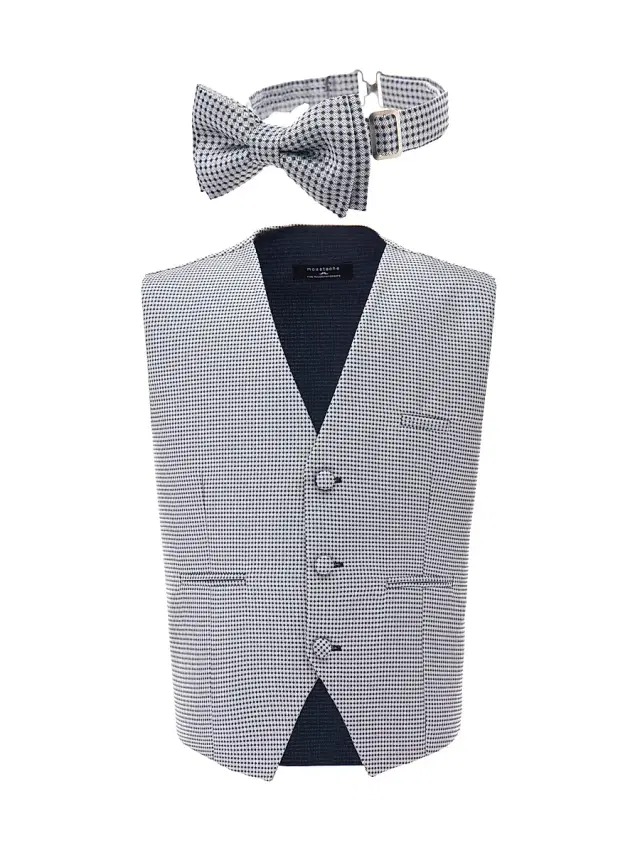 Little Boy's & Boy's Pin Vest & Bow-Tie - Grey