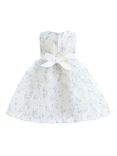 Tulleen Baby Girl's Floral Print Bow Dress - Blue 9 Months | Thumbnail 2 Tulleen Baby Girl's Floral Print Bow Dress - Blue 9 Months | Thumbnail 2