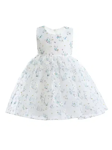 Tulleen Baby Girl's Floral Print Bow Dress - Blue 9 Months | Thumbnail 1 Tulleen Baby Girl's Floral Print Bow Dress - Blue 9 Months | Thumbnail 1