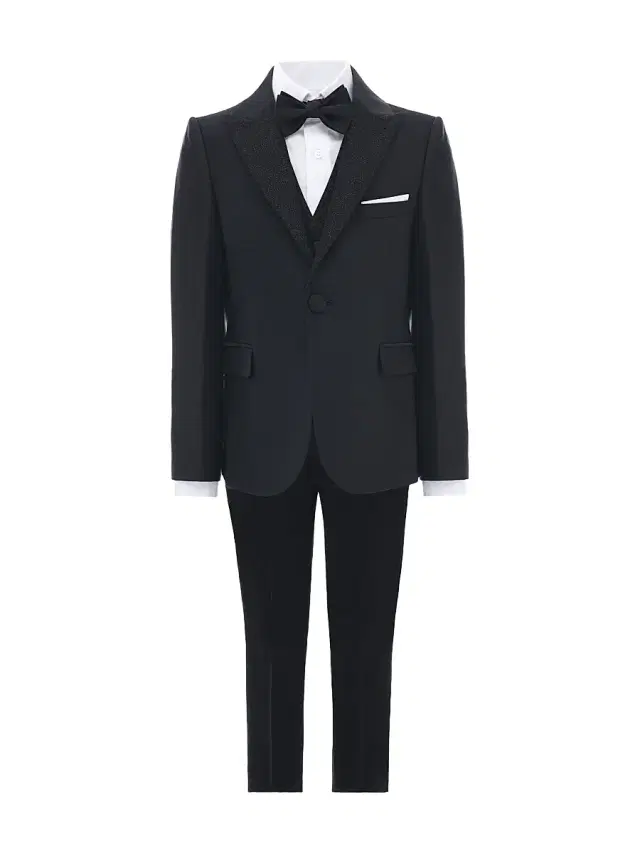 Little Boy's & Boy's Glitter Lapel Suit - Black