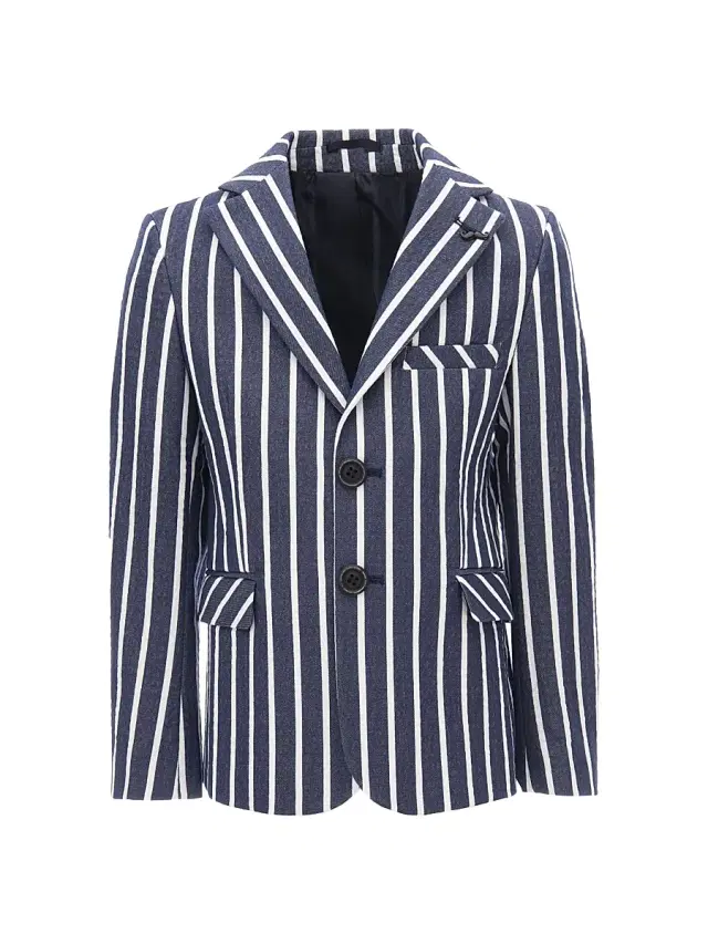 Moustache Little Boy's & Boy's Striped Peak Lapel Blazer - Navy