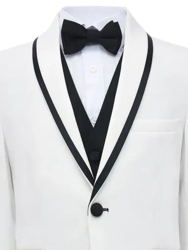 Moustache Little Boy's & Boy's Suit Set with Black Accents - White - Size 13 | Thumbnail 3