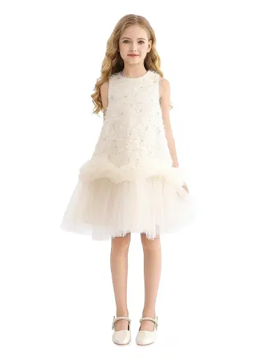 Tulleen Little Girl's & Girl's Sparkle Tulle Dress - Off White | Thumbnail 3 Tulleen Little Girl's & Girl's Sparkle Tulle Dress - Off White | Thumbnail 3