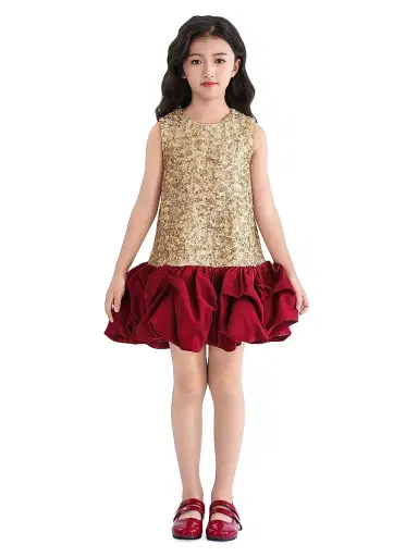 Tulleen Little Girl's & Girl's Ruffles & Gleam Dress - Champagne - Size 9 | Thumbnail 3