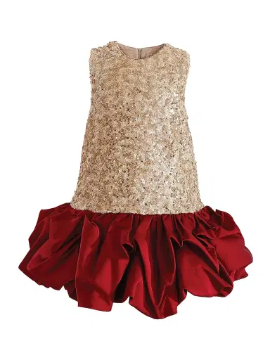 Tulleen Little Girl's & Girl's Ruffles & Gleam Dress - Champagne - Size 9 | Thumbnail 1