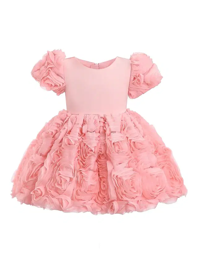 Little Girl's Rosette Dress - Pink 36 Months
