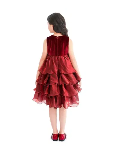 Tulleen Little Girl's & Girl's Sequin and Tiered Organza Dress - Red | Thumbnail 5 Tulleen Little Girl's & Girl's Sequin and Tiered Organza Dress - Red | Thumbnail 5
