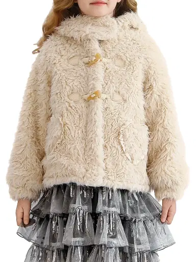 Tulleen Little Girl's & Girl's Bunny Ear Fuzzy Jacket - Beige | Thumbnail 3 Tulleen Little Girl's & Girl's Bunny Ear Fuzzy Jacket - Beige | Thumbnail 3