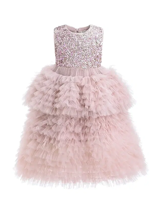 Sparkle Tiered Tulle Dress - Pink Sparkle Tiered Tulle Dress - Pink