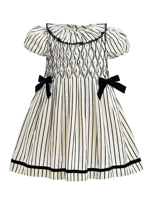 Tulleen Baby Girl's and Little Girl's Inkstripe Velvet Bow Dress - Navy 24 Months