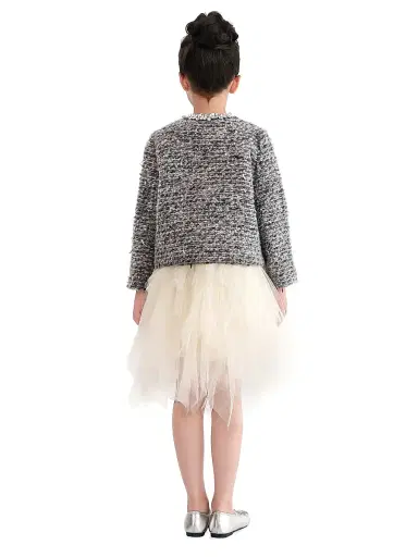 Tulleen Little Girl's & Girl's Bouclé Jewel-Collar Jacket - Grey | Thumbnail 6 Tulleen Little Girl's & Girl's Bouclé Jewel-Collar Jacket - Grey | Thumbnail 6