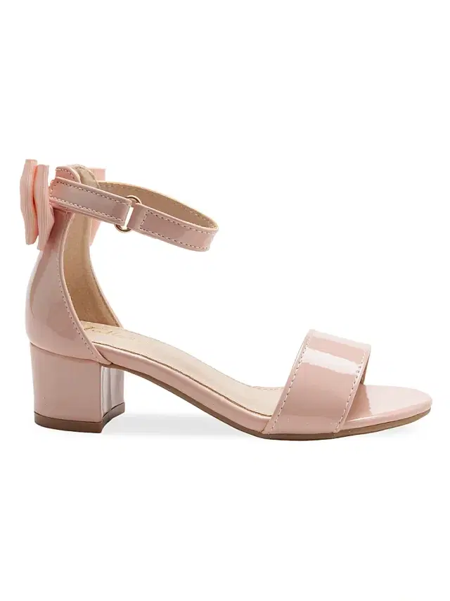 Little Girl's and Girl's Patent Banded Block Heels - Pink 7 (Child)