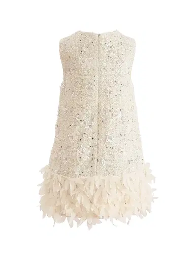 Tulleen Little Girl's & Girl's Sequin Feather-Hem Dress - Champagne | Thumbnail 2 Tulleen Little Girl's & Girl's Sequin Feather-Hem Dress - Champagne | Thumbnail 2