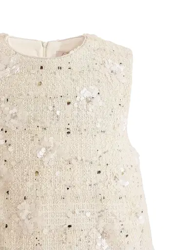 Tulleen Little Girl's & Girl's Sequin Feather-Hem Dress - Champagne | Thumbnail 6 Tulleen Little Girl's & Girl's Sequin Feather-Hem Dress - Champagne | Thumbnail 6