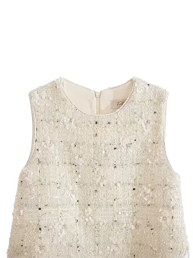 Tulleen Little Girl's & Girl's Sequin Feather-Hem Dress - Champagne | Thumbnail 7 Tulleen Little Girl's & Girl's Sequin Feather-Hem Dress - Champagne | Thumbnail 7