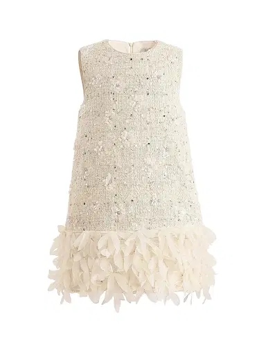 Tulleen Little Girl's & Girl's Sequin Feather-Hem Dress - Champagne | Thumbnail 1 Tulleen Little Girl's & Girl's Sequin Feather-Hem Dress - Champagne | Thumbnail 1