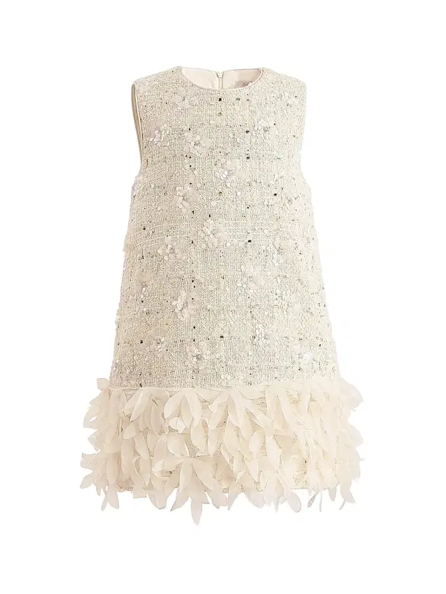 Little Girl's & Girl's Sequin Feather-Hem Dress - Champagne Little Girl's & Girl's Sequin Feather-Hem Dress - Champagne