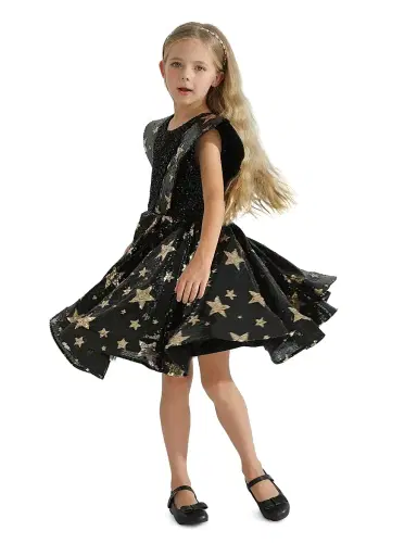 Tulleen Little Girl's & Girl's Starlit Rivoir Dress - Black | Thumbnail 4 Tulleen Little Girl's & Girl's Starlit Rivoir Dress - Black | Thumbnail 4