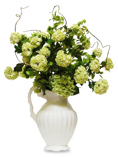 Winward Home Everyday Floral Imitation Snowball Hydrangea In Ceramic Pitcher | Thumbnail 1