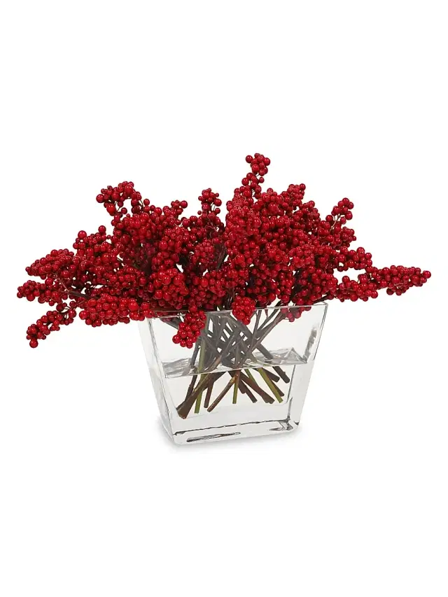 Winward Home Holiday Imitation Ilex Berry In Glass Vase