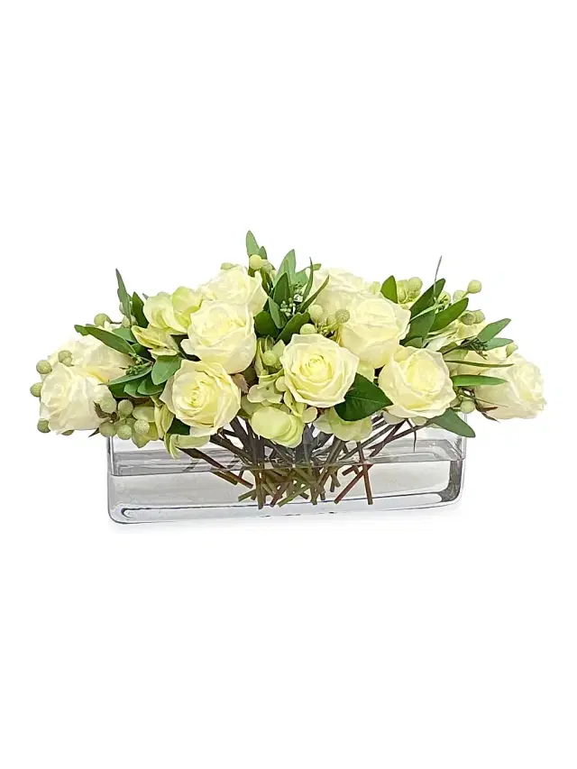 Winward Home Everyday Floral Rose & Hydrangea Arrangement - White Green