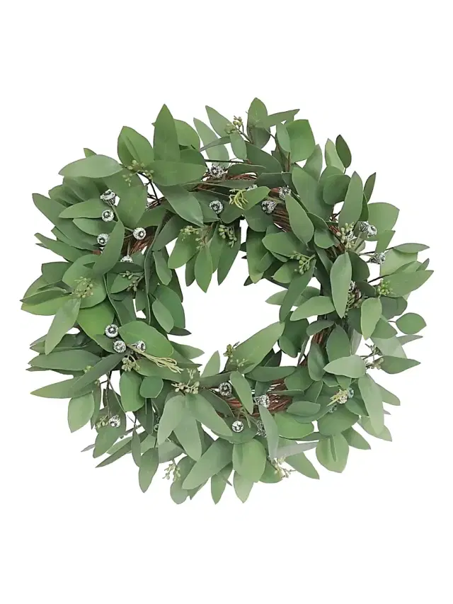 Winward Home Faux Seeded Eucalyptus Wreath - Green
