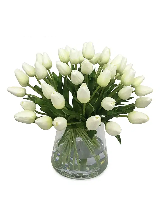 Faux Tulip Floral Arrangement - White Faux Tulip Floral Arrangement - White