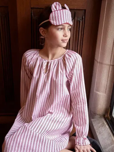 Petite Plume Baby's, Little Girl's & Girl's Antique Ticking Delphine Nightgown - Red - Size 10 | Thumbnail 3 Petite Plume Baby's, Little Girl's & Girl's Antique Ticking Delphine Nightgown - Red - Size 10 | Thumbnail 3
