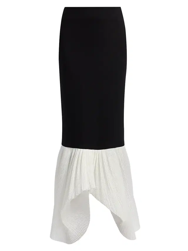 Co Women's Accordion Pleated Peplum Maxi Skirt - Black White